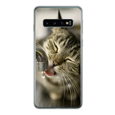 Produktbild von MuchoWow® Handyhülle Schutzhülle Hülle für Samsung Galaxy S10 Katze - Wasserhahn - Getränk Silikon Softcase Handy Hülle - Handytasche