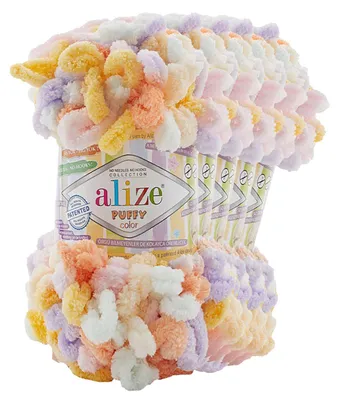 5 x 100g Strickgarn ALIZE Puffy Color, 100% Polyester, 6520