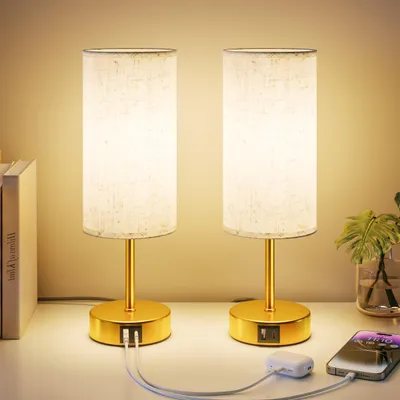 Produktbild von UPXNBOR Nachttischlampe Touch 2er Set, Tischlampe Dimmbar mit Ladefunktion