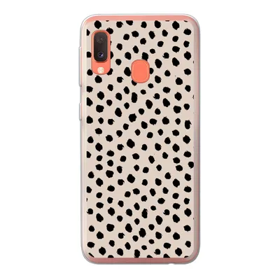 Produktbild von MuchoWow® Handyhülle Schutzhülle Hülle für Samsung Galaxy A20e Polka dots - Schwarz - Beige Silikon Softcase Handy Hülle - Abdeckung