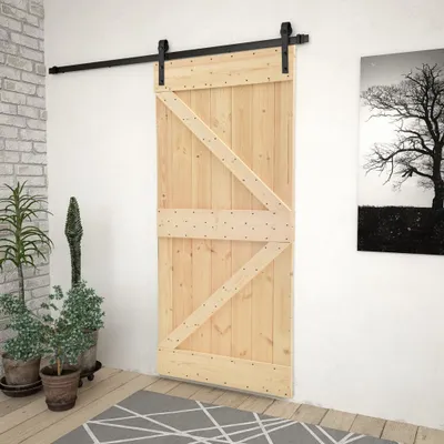 Produktbild von vidaXL Drzwi przesuwne z okuciem 100x210 cm lite drewno sosnowe