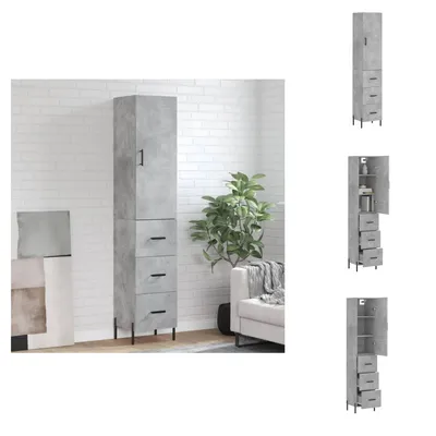 Image de vidaXL Highboard gris béton 34,5x34x180 cm Bois composite - Sideboards