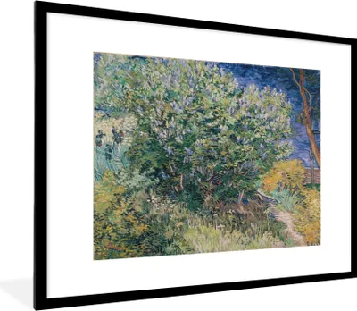 Produktbild von MuchoWow® MuchoWow® Gerahmtes Poster Fliederbusch - Vincent van Gogh 80x60 cm - Poster mit zchwarzem Bilderrahmen - Schlafzimmer-Dekorationen - Fotoposter