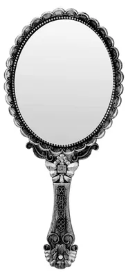 Produktbild von Handspiegel im Vintage-Stil mit geprägten Blumen, dekorativer Spiegel für Gesichts-Make-up, tragbarer Kosmetikspiegel, kompakter Handspiegel in rostigem Silber, oval