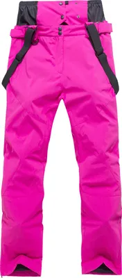 Image de ASKSA Pantalon de ski unisexe Imperméable Doublé Bretelles Outdoor Pantalon de snowboard coupe-vent, Rose, S