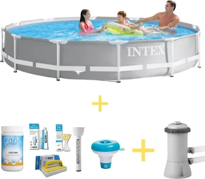 Produktbild von Intex Prism Frame Pool - 366 x 76 cm - Inklusive WAYS Wartungspaket & Filterpumpe