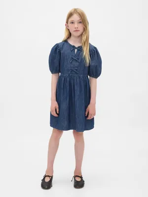 Produktbild von GAP Kinder Jeanskleid Dunkelblau XL mit Rundhalsausschnitt aus Baumwolle