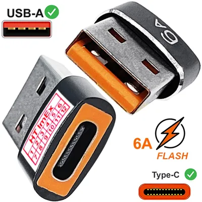 Produktbild von USB A auf USB C Adapter Max.6A Ladeadapter Datenübertragung Stecker Konverter OTG