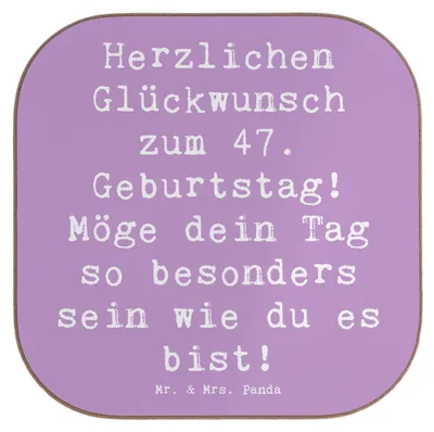 Produktbild von Mr. & Mrs. Panda Untersetzer für Gläser Spruch 47. Geburtstag - Lavendeltraum - Geschenk, Happy Birthday, Liebevolle Geschenke, Holzuntersetzer, Unvergessliche Momente
