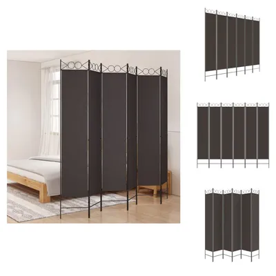 Obrázek produktu pro vidaXL 6dílný paraván hnědý 200x220 cm látka - rozdělovač místností