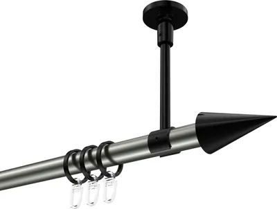 Produktbild von Interdeco Gardinenstange / Vorhangstange Edelstahl-Optik / Schwarz, Typ Sonette Savio (Kegel) Deckenmontage, 20 mm Ø 1-läufig, 440 cm