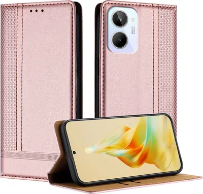 Produktbild von Handyhülle für Realme 10 4G Leder Flip Klappbare Schutzhülle mit Standfunktion Pink