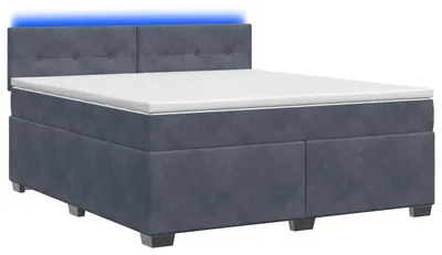 Produktbild von vidaXL Boxspringbett mit Matratze und LED Dunkelgrau 160 x 200 cm Samt