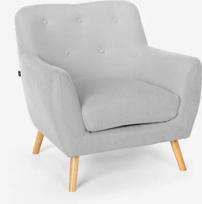 Immagine prodotto di Poltrona da salotto moderna in stile nordico in legno e tessuto Modesto - grigio