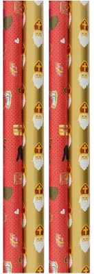 Productafbeelding van Sinterklaas inpakpapier cadeaupapier - 300 x 100 cm - 4 rollen