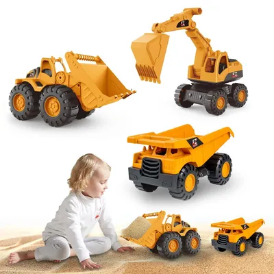 Produktbild von Generisch 3 Stück Bagger Spielzeug Sandspielzeug Sandkasten Set Sandkasten Kinderbagger Mit Kipplaster Bagger Frontlader Sommer Strandspielzeug Für 3-12