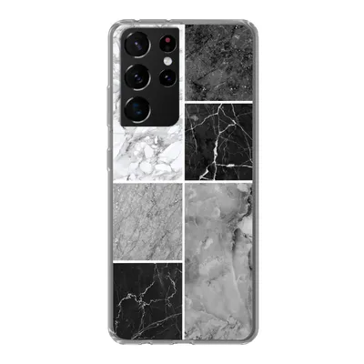 Produktbild von MuchoWow® Handyhülle Schutzhülle Hülle für Samsung Galaxy S21 Ultra Marmor - Schwarz - Weiß Silikon Softcase Handy Hülle - Mobiltelefon