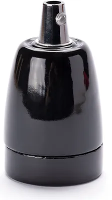 Produktbild von Lampenfassung E27 aus Keramik, Porzellan, Schraubfassung für Halogen LED Lampen, Schwarz