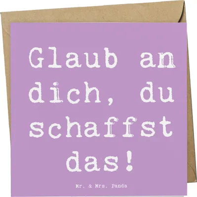 Produktbild von Mr. & Mrs. Panda Glückwunschkarte Spruch Schulanfang Glaube - Lavendeltraum - Geschenk, Glaub an dich, Klappkarte, Geschenke, Zuversicht, besondere Momente, Trost