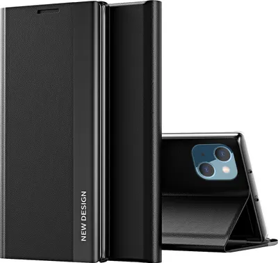 Produktbild von iPhone 13 Mini Hülle, Leder PU Magnetisch Klapphülle PC Innere Schutzhülle mit Standfunktion für iPhone 13 Mini Schwarz