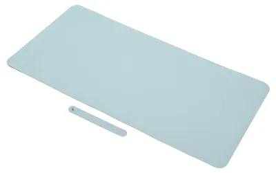 Image de Tapis de table double face multifonctionnel en cuir imperméable pour bureau et souris (Azur argenté)
