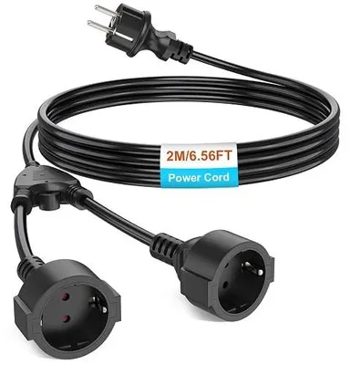 Zdjęcie produktu dla Kabel przedłużający zewnętrzny IP44 2M wtyczka ochronna 2 gniazda