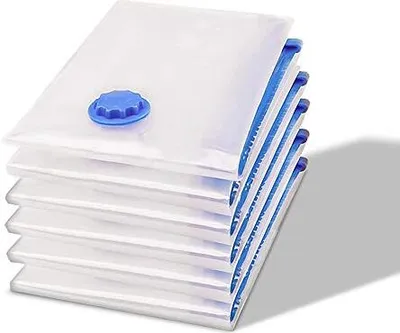 Produktbild von súprava vákuových vreciek karpal - 6 úložných vreciek 80x120 cm 90 % úspora miesta, opakovane použiteľné vrece na oblečenie, vákuové vrece na posteľnú bielizeň