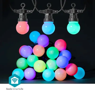 Produktbild von Nedis SmartLife-Dekorationsleuchten - Party-Lichter - Wi-Fi - RGB / Weiss - 20 LED's - 10.0 m - Android / IOS - Lampendurchmesser: 50 mm