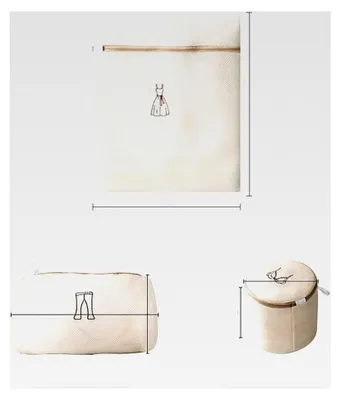 Produktbild von Wäschenetz Wäschebeutel mit Reißverschluss für Waschmaschinen - 3 Stück (Beige)