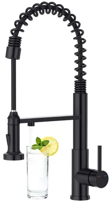 Immagine prodotto di Miscelatore da cucina, tre funzioni, flessibile estraibile, colore nero, acciaio inossidabile