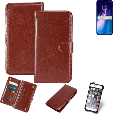 Produktbild von K-S-Trade 360° Hülle kompatibel mit Xiaomi Redmi Note 8 braun Kunstleder Case BookCase WalletCase Kunstlederederhülle Handyhülle, Rundumschutz