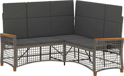 Image de vidaXL Ensemble canapé de jardin gris et gris foncé 164 x 164 x 112 cm