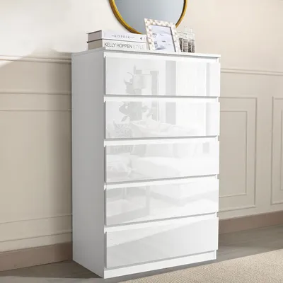 Produktbild von Sideboard Kenji 5 Schubladen Hochglanz Weiß