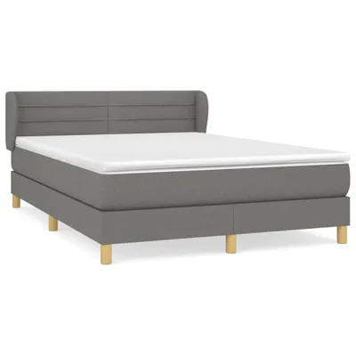 Image de vidaXL Lit boxspring avec matelas gris foncé 140x190 cm Tissu
