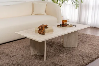 Produktbild von Skye Decor, Sabin - Travertine, Couchtisch, Travertin, 100 % MELAMINBESCHICHTETE SPANPLATTEN, 119 x 60 x 40 cm