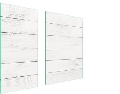 Produktbild von Herdabdeckplatten 2 teilig 75x52 Glaskeramikkochfeld Abdeckung Glas Schneidebrett Holz Weiß