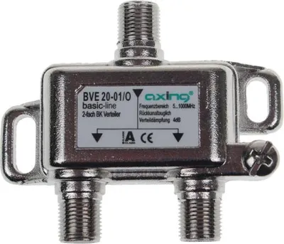 Produktbild von Axing BVE020011, Kabelsplitter, 5 - 1006 MHz, Edelstahl, Weiblich/Weiblich, 1 Stück(e), F