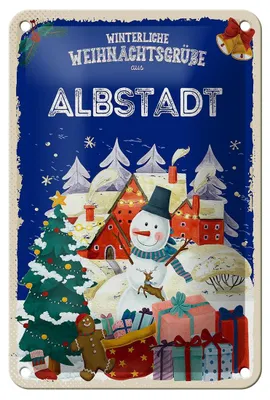 Produktbild von Blechschild Weihnachtsgrüße ALBSTADT Geschenk Dekoration  12x18cm