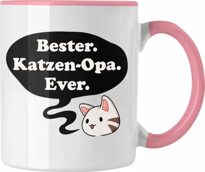 Produktbild von Trendation - Lustige Tasse Opa Geschenke Großvater Vatertag Geburtstag Kaffeetasse mit Spruch für Opa Katzen Katzenbesitzer (Rosa)