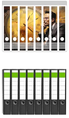 Produktbild von Wallario 8 Stück schmale Ordner inkl. Klebeetiketten mit Motive Zeitgedanken -  Set mit Rückenschildern / Ordnerrücken Stickern