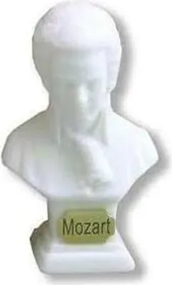 Produktbild von Mozart Miniatur-Büste aus Porzellan mit Goldschild, 4 cm