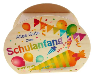 Produktbild von Holzdekoration Spardose „Schulanfang“ BxLxH 115x65x85mm NEU