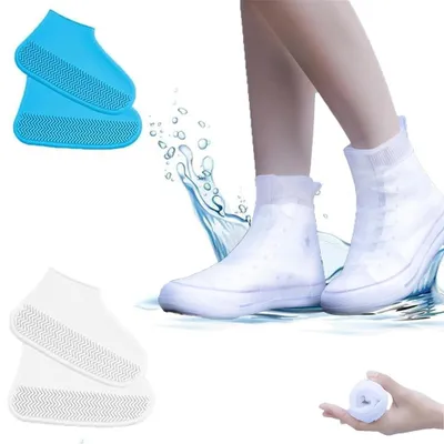 Produktbild von Überschuhe 2 Paar – Wasserdichte Silikon Schuhüberzieher – Rutschfeste Regenüberschuhe für Schuhe – Wiederverwendbarer Regenschutz – Größe 37–39