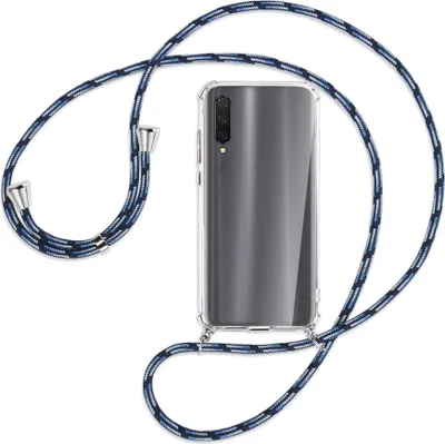 Produktbild von Handykette Backcover-Schutzhülle mit Band (Metall silberfarben) für Xiaomi Mi 9 Lite / CC9 - Blautöne