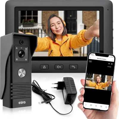 Immagine prodotto di VDP Alpha+ Videocitofono TUYA WiFi senza fili con monitor a colori da 7 pollici, nero, Clever