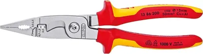 Produktbild von Knipex 138-6200 VDE-Installationszange o.Öffnungsfed.Kopf pol., rot/gelb/silber