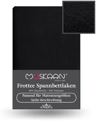 Produktbild von Frottee Spannbettlaken 90x200 cm - 100x200 cm Spannbetttuch Laken schwarz