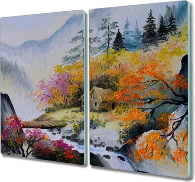 Produktbild von Coloray Hackbrett Herdabdeckplatte 2x30x52 cm Küchenbrett Kochplattenabdeckung Schneidebrett - Nebel Spitze des Baumes