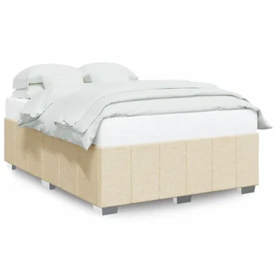 Zdjęcie produktu dla Rama łóżka bez materaca, kremowa, 160x200 cm, obita tkaniną