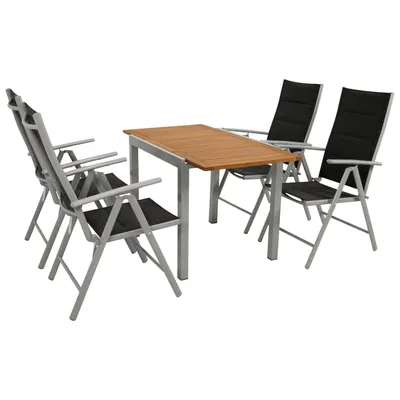 Produktbild von DEGAMO Gartengarnitur VAIL 5-teilig, Alu silbergrau, Akazie, Kunstgewebe schwarz